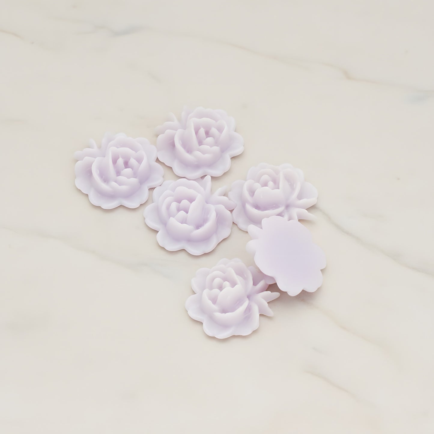 Rose Flower Flat Back Cabochon, 6 Pc (CB.503)