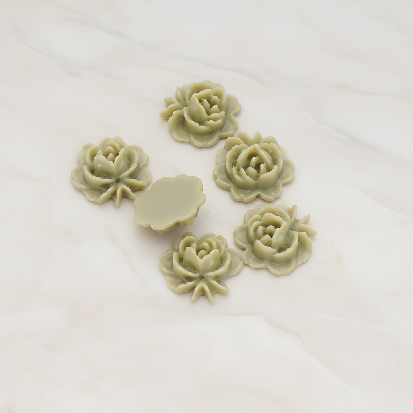 Rose Flower Flat Back Cabochon, 6 Pc (CB.503)