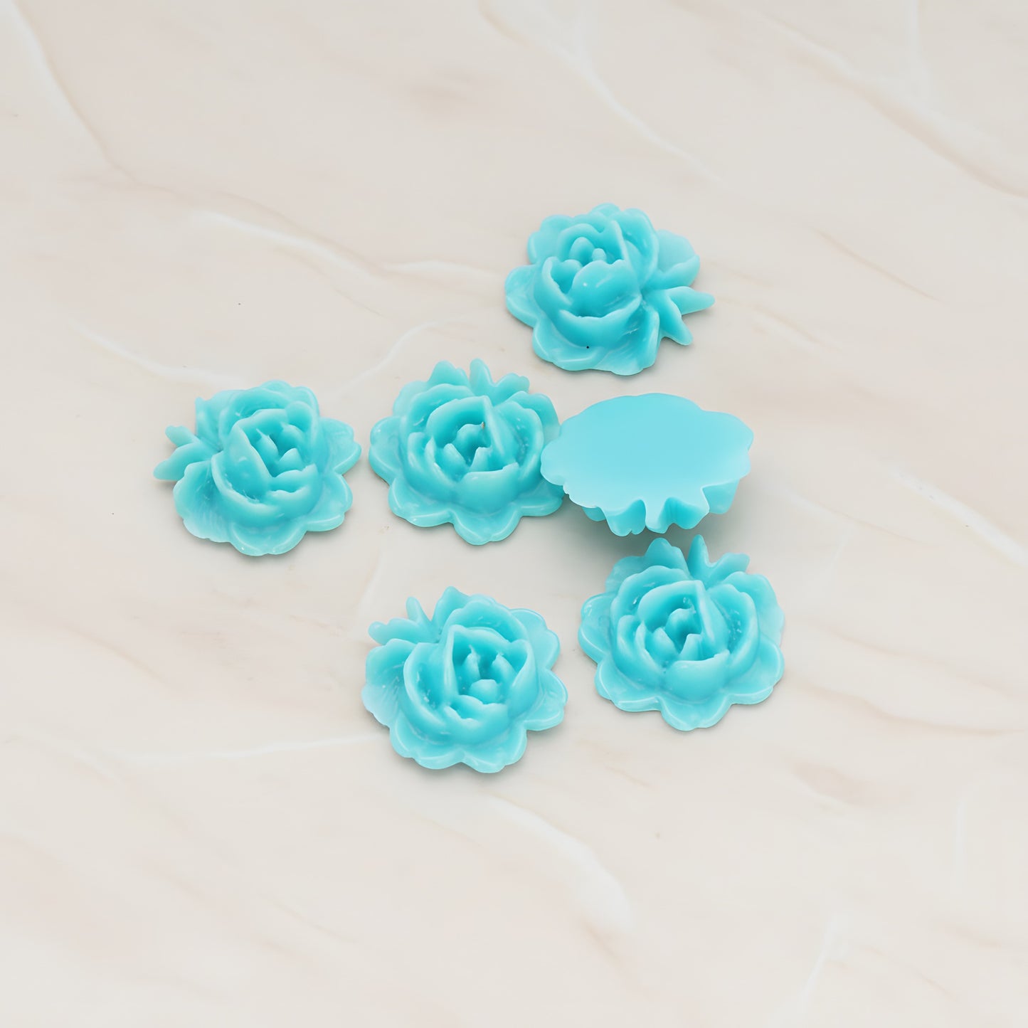 Rose Flower Flat Back Cabochon, 6 Pc (CB.503)