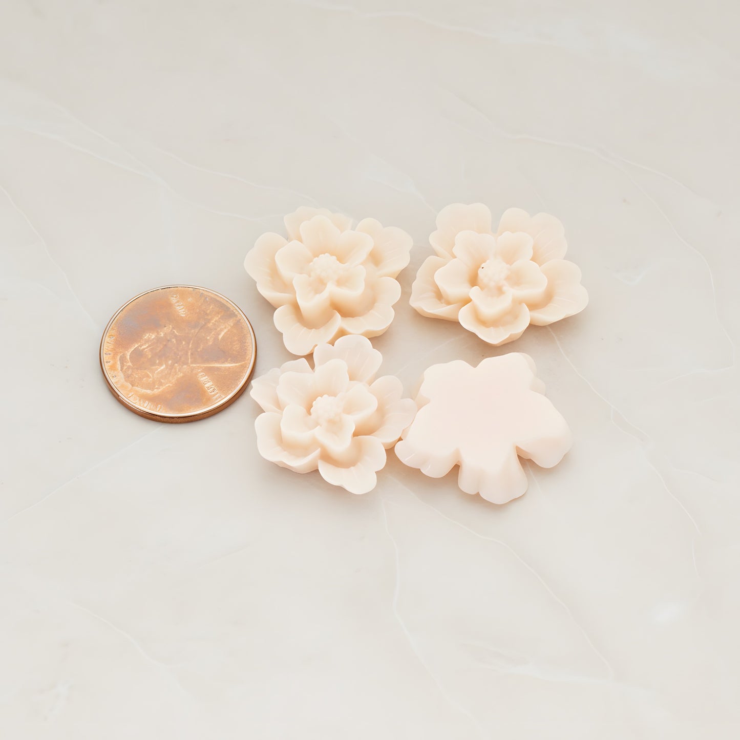 Rose Flower Flat Back Cabochon, 4 Pc (CB.504)