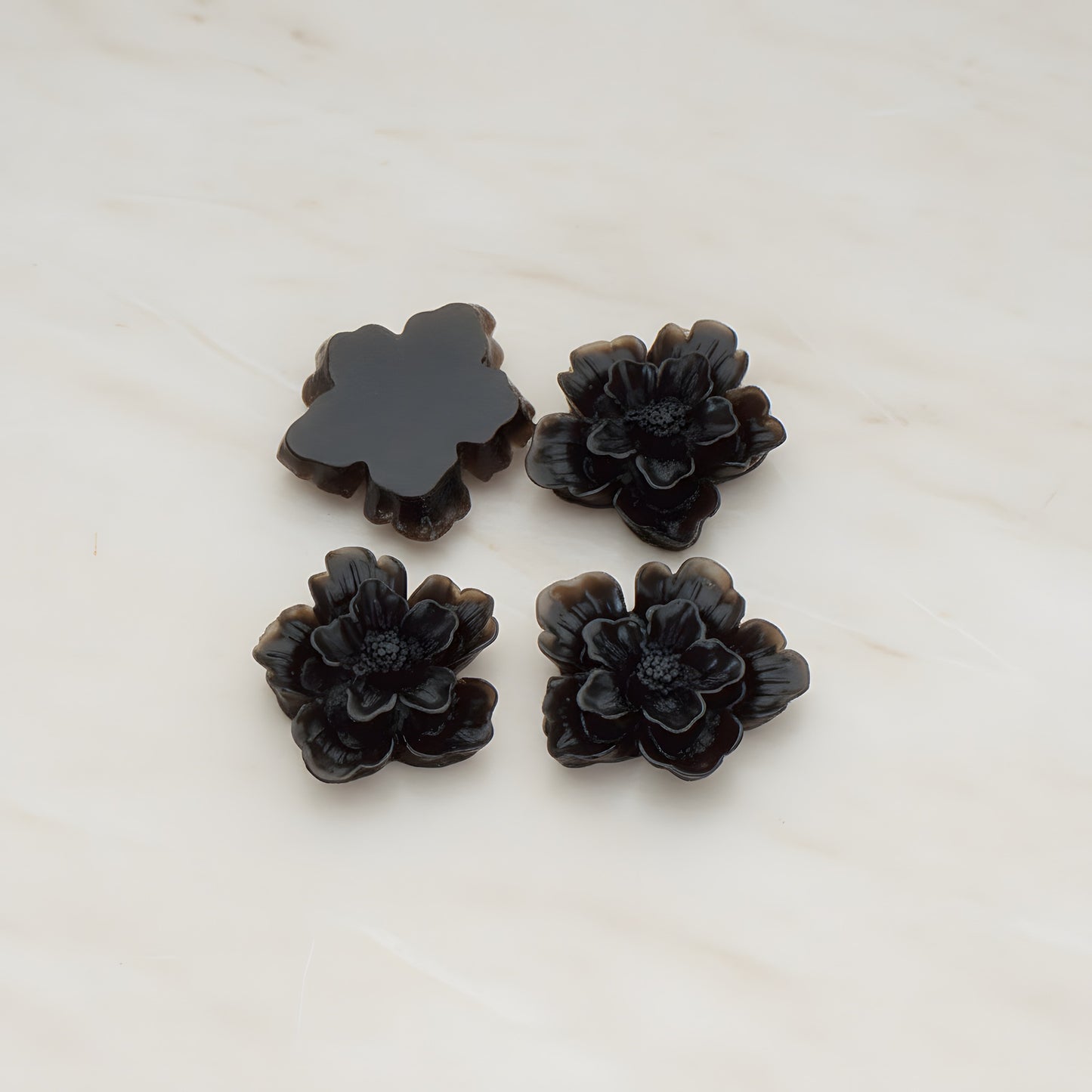 Rose Flower Flat Back Cabochon, 4 Pc (CB.504)