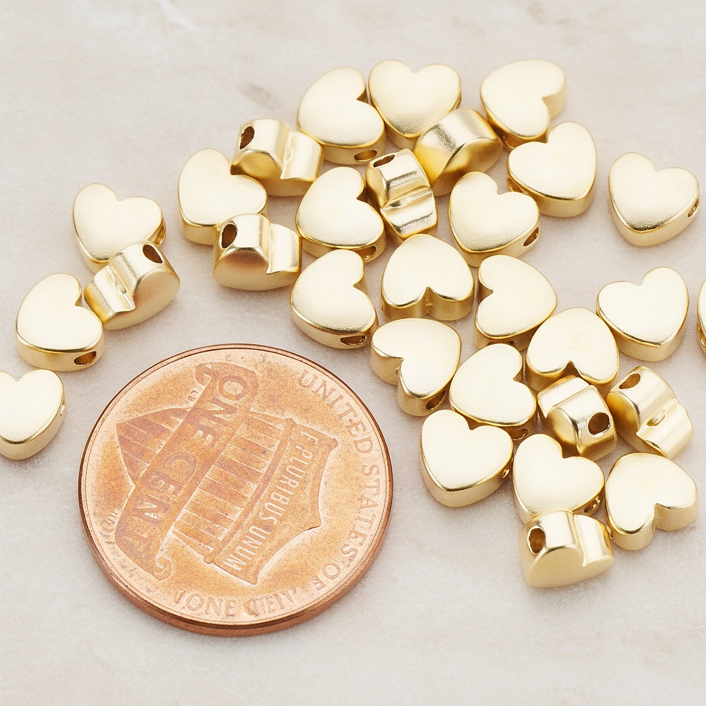 Rounded Heart Metal Bead, 4Pc (BD.005)
