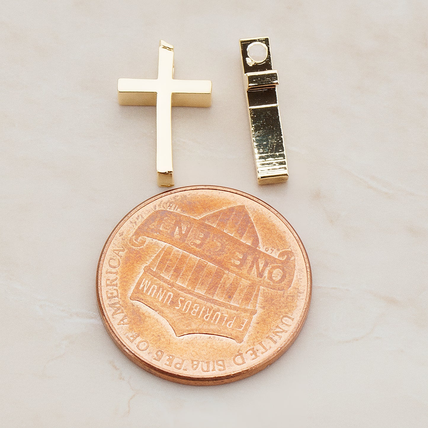 Cross Metal Bead Pendant, 2 Pc - detail view 1 (BD.016-01)