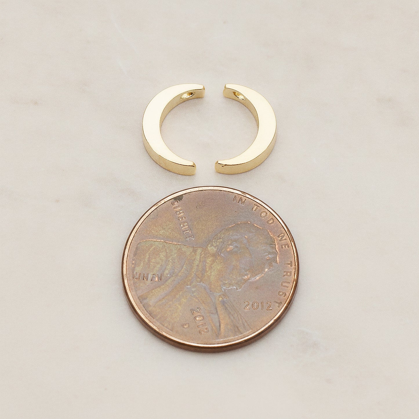 Crescent Moon Metal Bead Charm, 2 Pc - detail view 1 (BD.039)