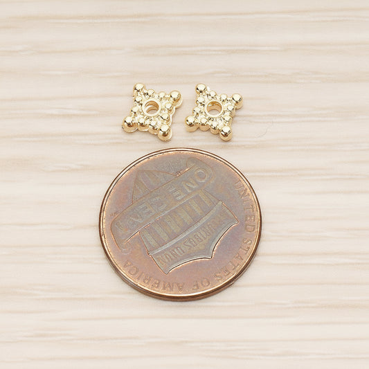 Dotted Mini Square Metal Bead Caps Spacer, 6 Pc (BD.046)