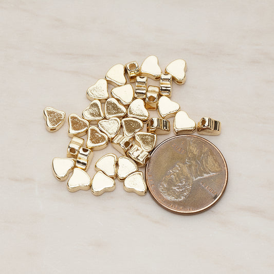 Animated Crooked 5mm Heart Metal Bead Charm, 4 Pc (BD.051)