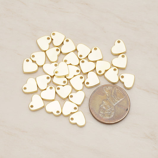 Flattened 7mm Heart Metal Bead Charm Pendant, 4 Pc (BD.052)