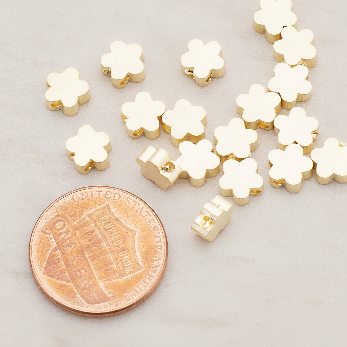 Small Cloud Flower Metal Bead, 6 Pc (BD.942-01)