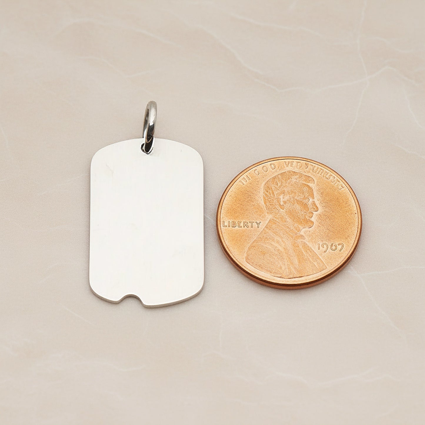 Dog Tag Rectangle Surgical Steel 15 x 23 mm Pendant, 1 Pc - detail view 2 (SG.001)