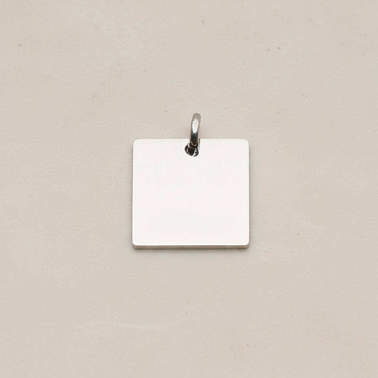 Square Surgical Steel 16mm Pendant, 2 Pc - Silver NO ENGRAVING (SG.005)
