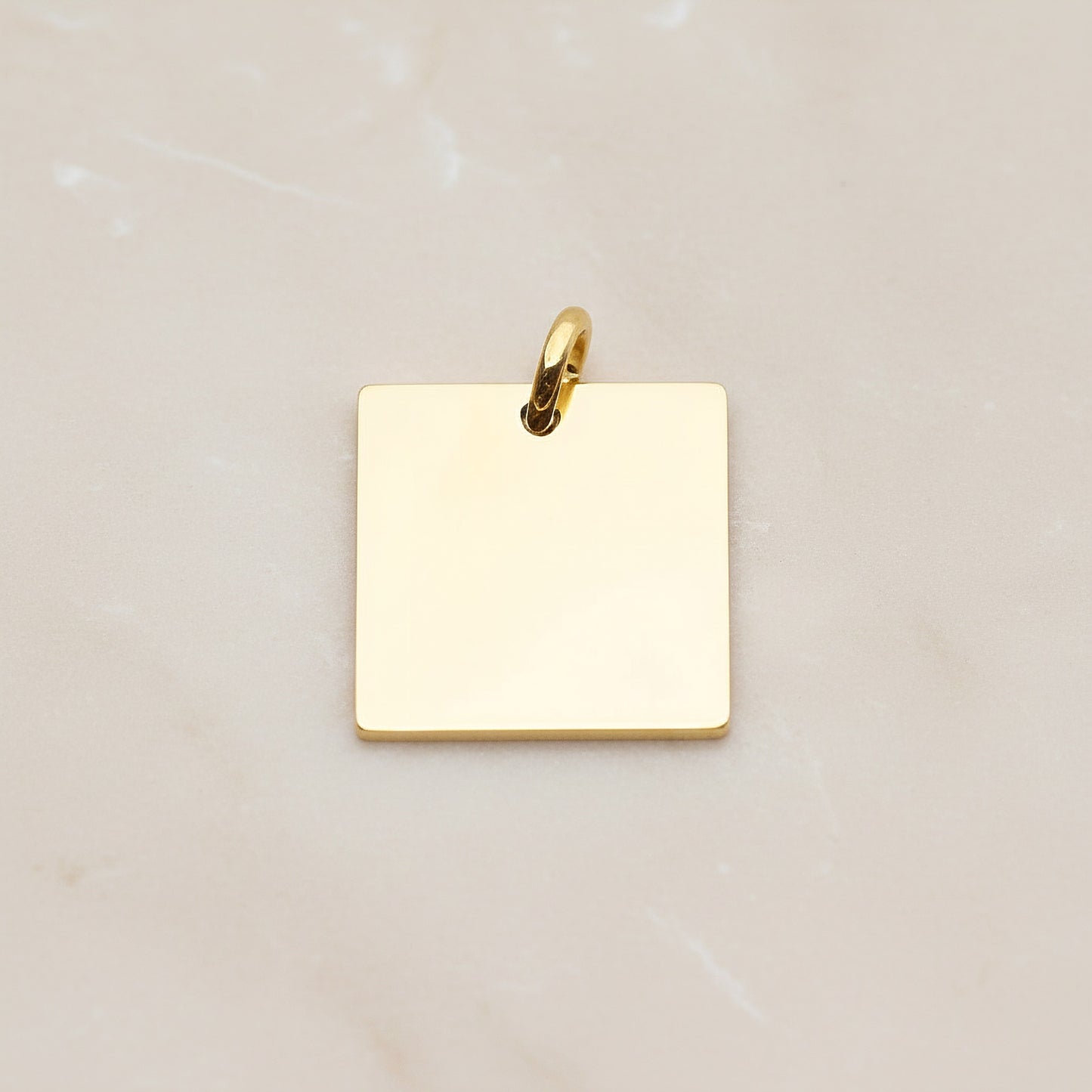 Square Surgical Steel 16mm Pendant, 2 Pc - Gold NO ENGRAVING (SG.005)
