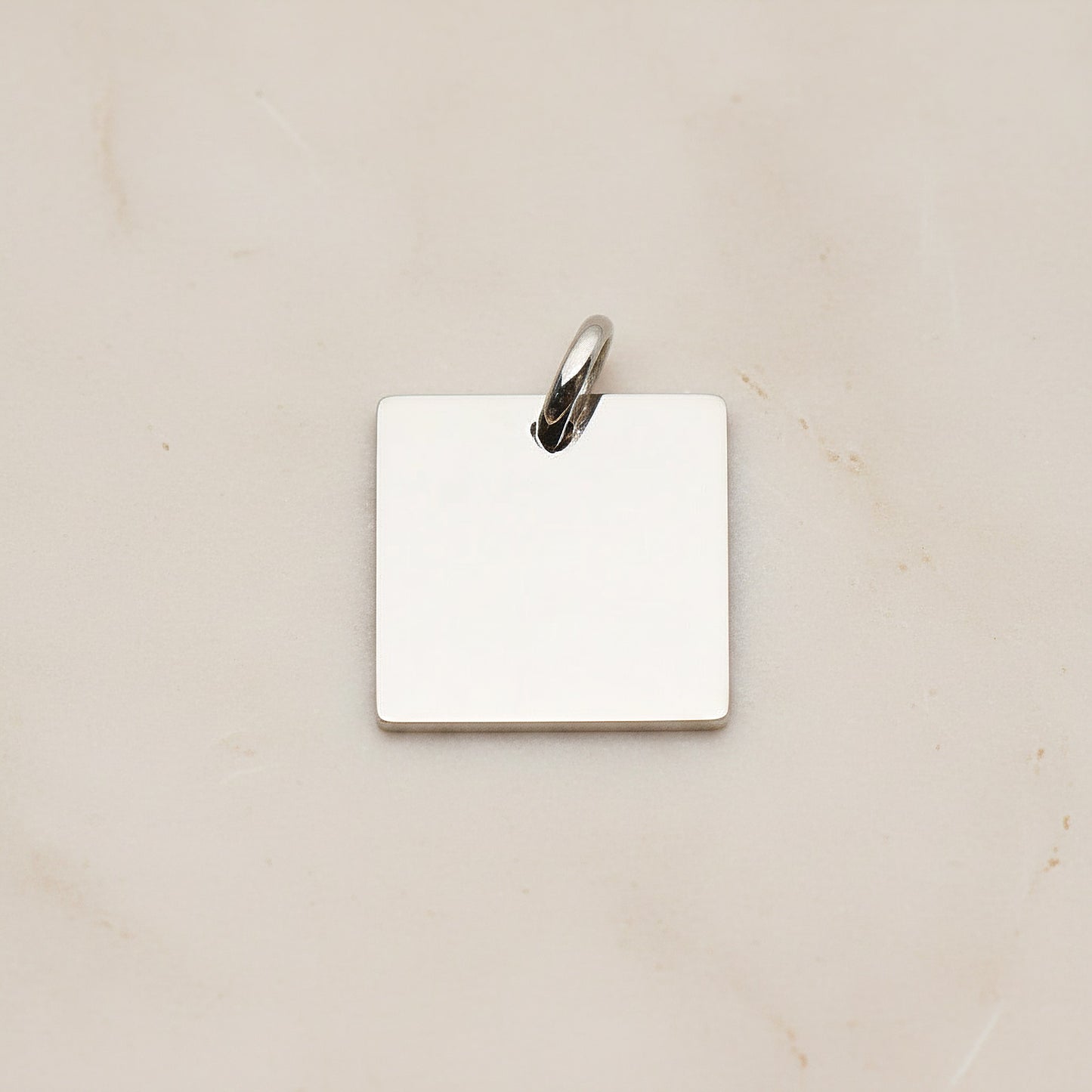 Square Surgical Steel 12mm Pendant, 2 Pc - Silver NO ENGRAVING (SG.003)