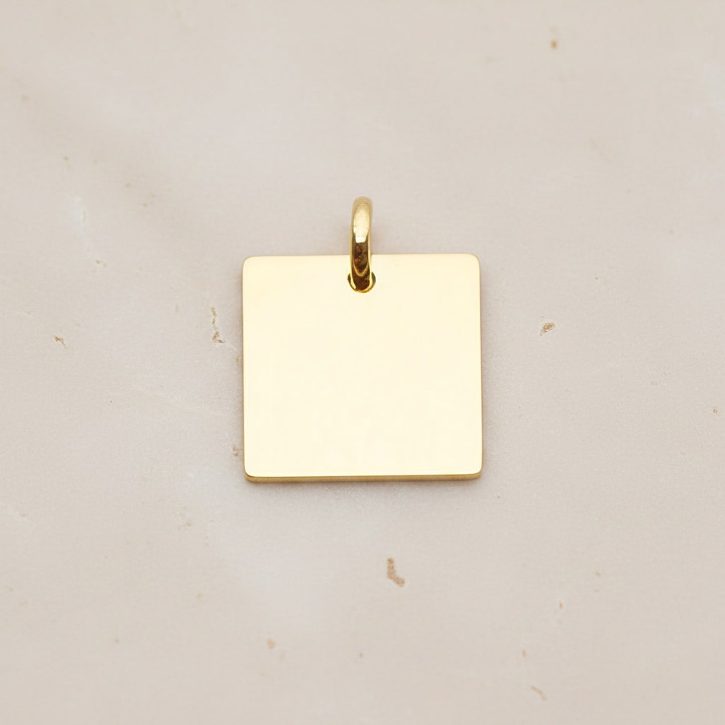 Square Surgical Steel 12mm Pendant, 2 Pc - Gold NO ENGRAVING (SG.003)