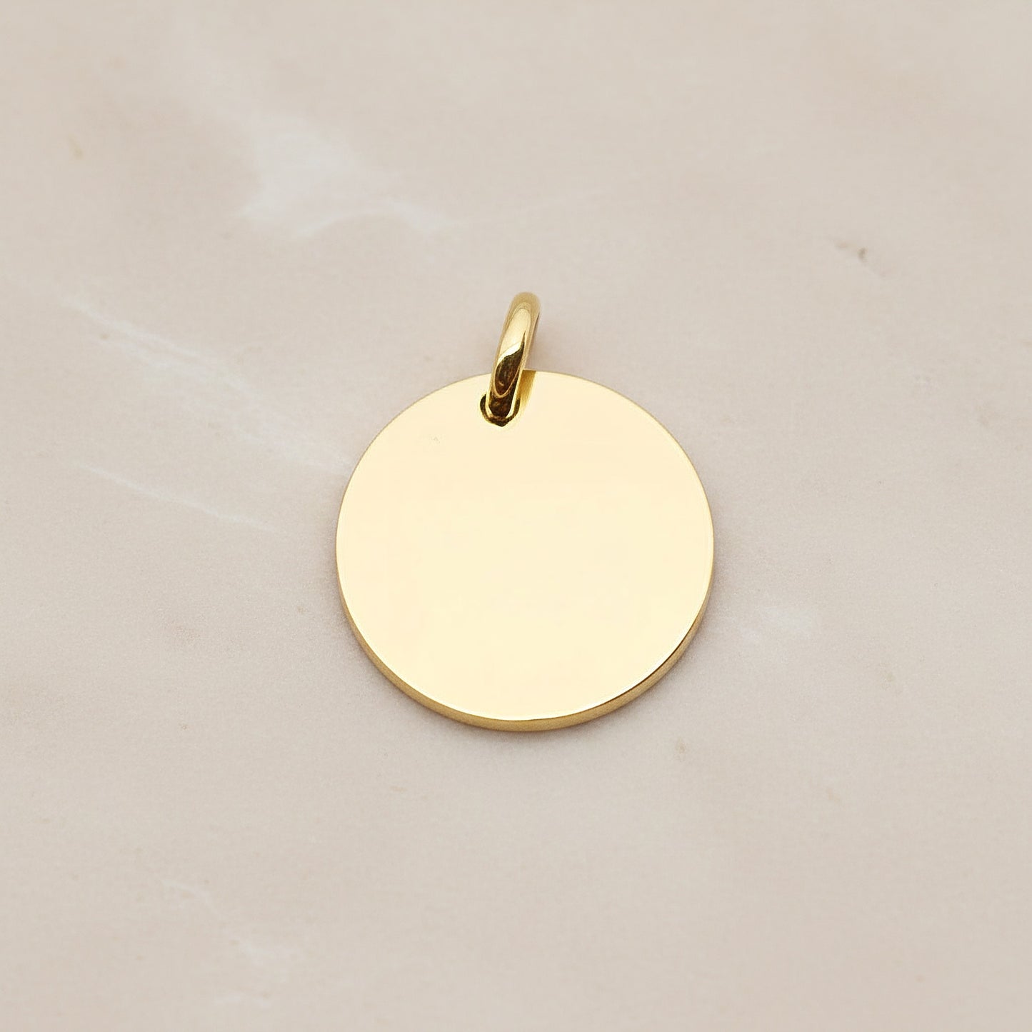 Round Surgical Steel 16mm Pendant, 2 Pc - Gold NO ENGRAVING (SG.013)