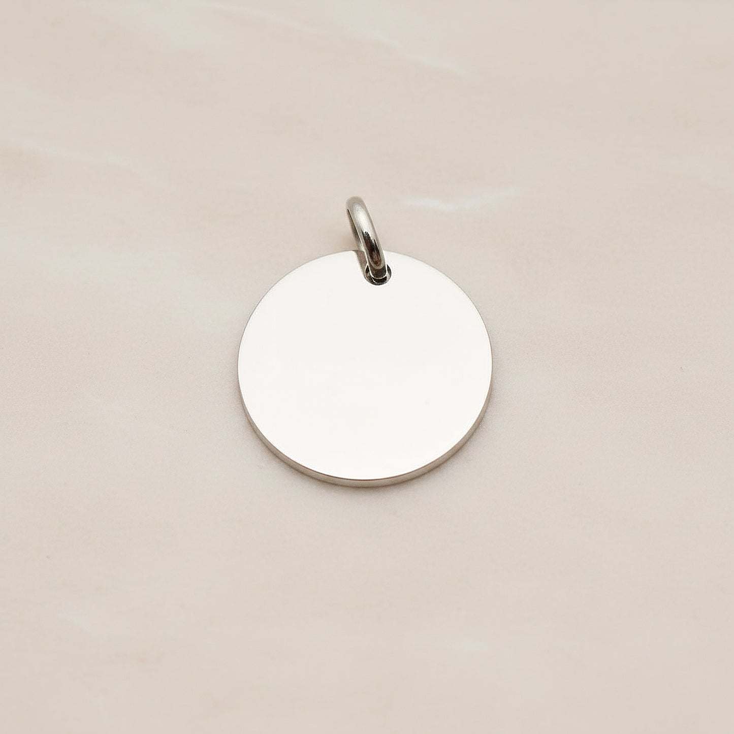 Round Surgical Steel 16mm Pendant, 2 Pc - Silver NO ENGRAVING (SG.013)