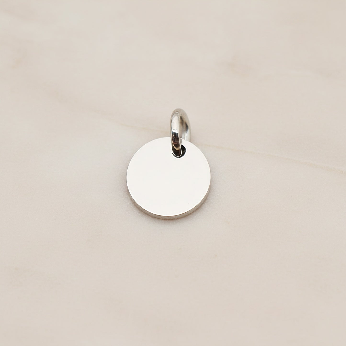 Round Surgical Steel 12mm Pendant, 2 Pc - Silver NO ENGRAVING (SG.011)