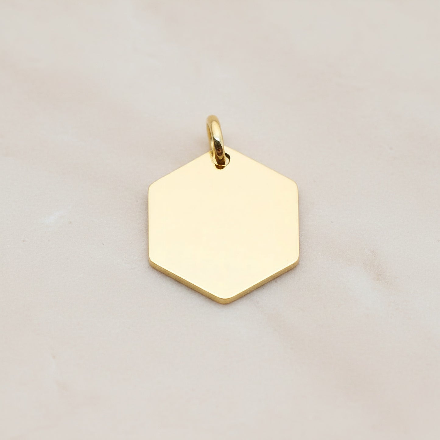Hexagon Surgical Steel 16mm Pendant, 2 Pc - Gold NO ENGRAVING (SG.017)