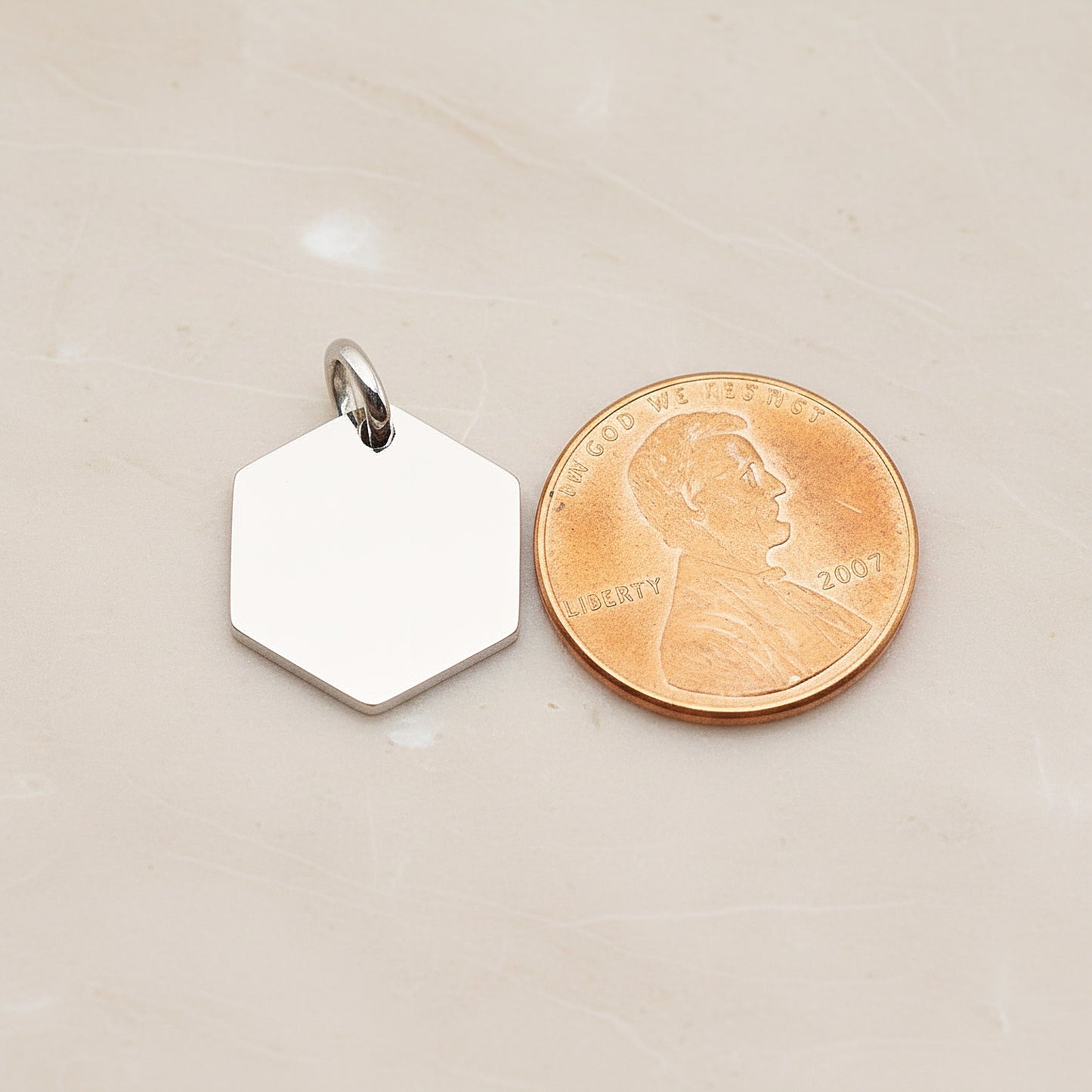 Hexagon Surgical Steel 14mm Pendant, 2 Pc - detail view 1 (SG.016)