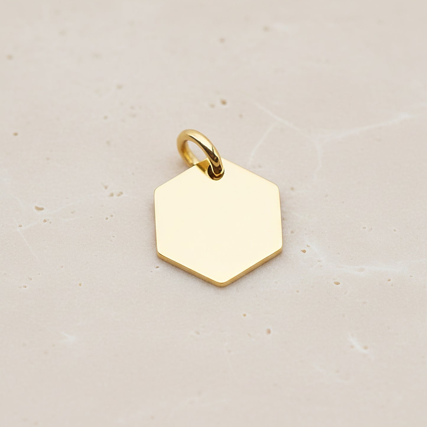 Hexagon Surgical Steel 12mm Pendant, 2 Pc - Gold NO ENGRAVING (SG.015)