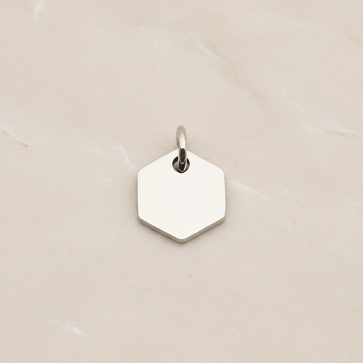 Hexagon Surgical Steel 8mm Pendant, 2 Pc - Silver NO ENGRAVING (SG.014)