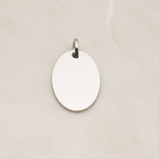 Oval Surgical Steel 16 x 19mm Pendant, 2 Pc - Silver NO ENGRAVING (SG.009)