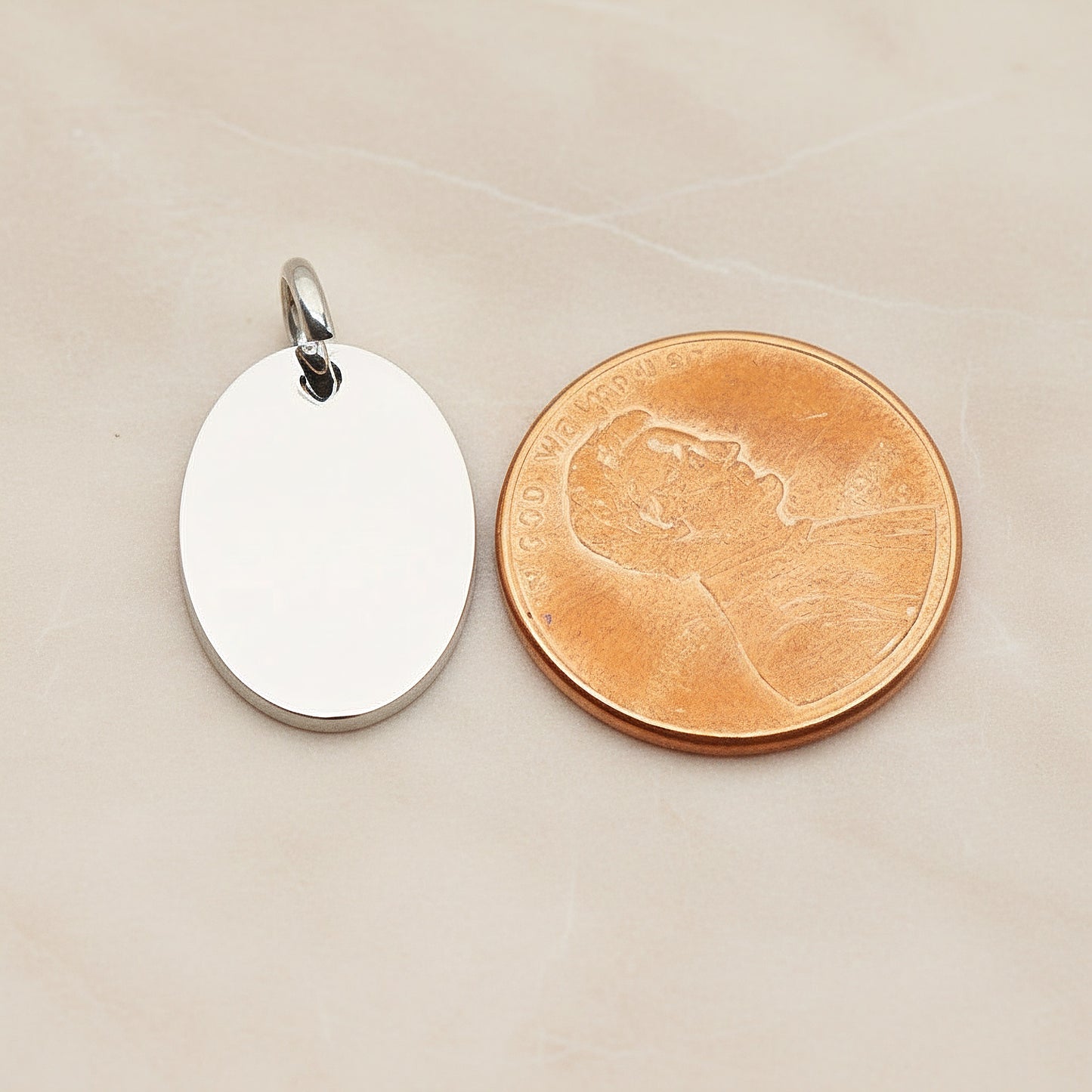 Oval Surgical Steel 12 x 16mm Pendant, 2 Pc - detail view 1 (SG.008)
