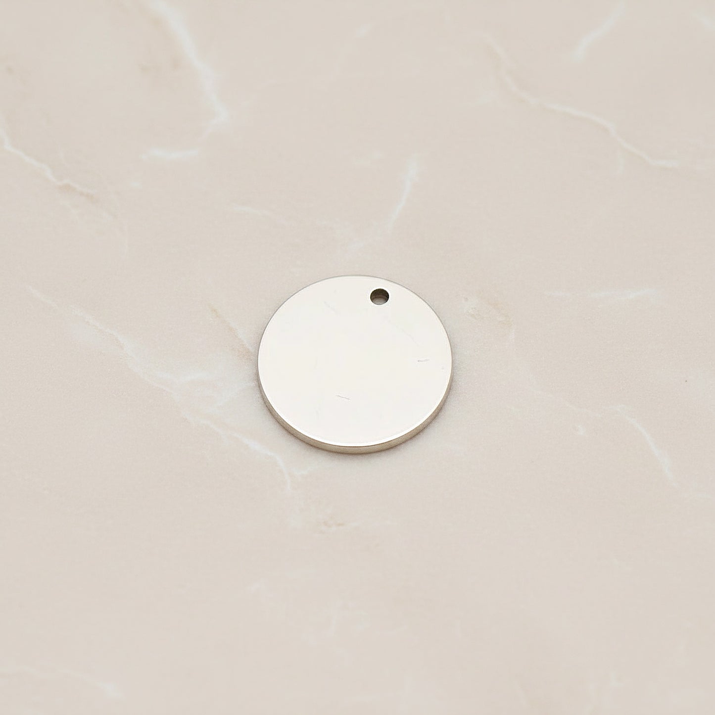 Round Surgical Steel 11mm Disc Pendant, 2 Pc - Silver NO ENGRAVING (SG.028)