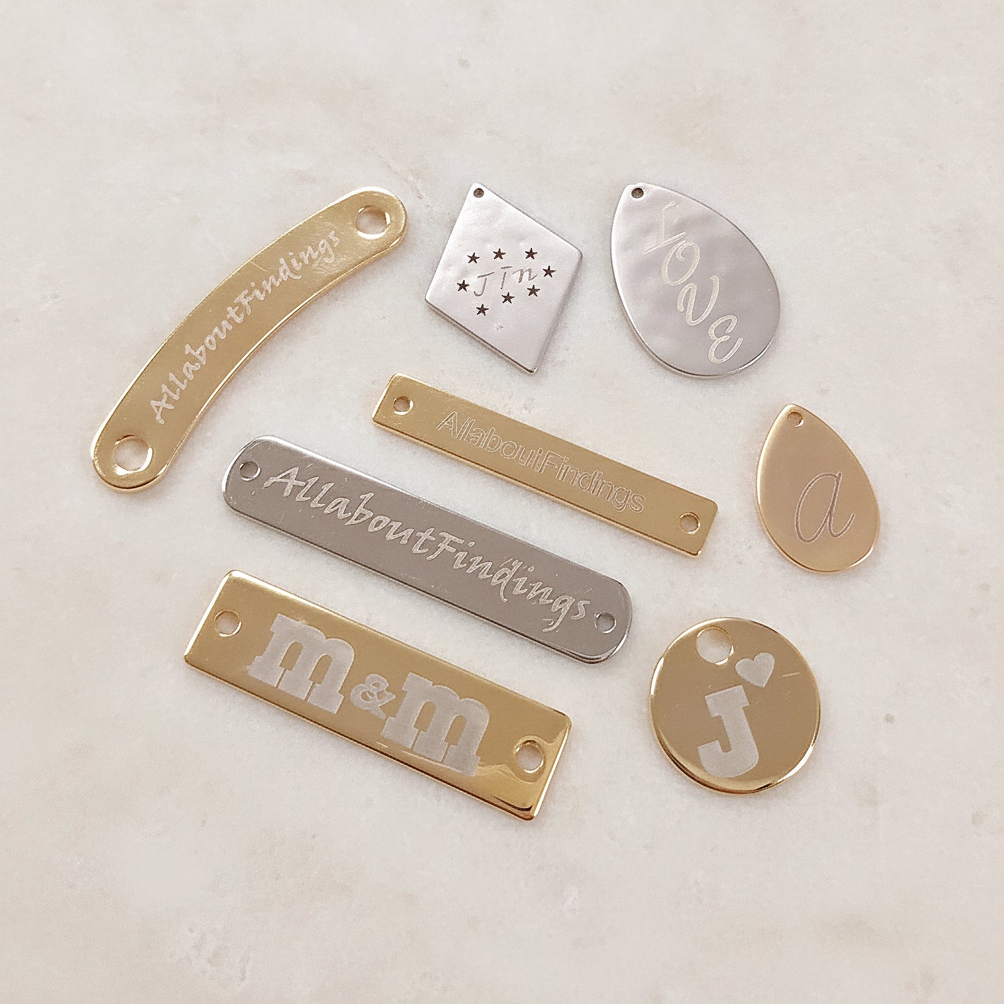Elephant Metal Bead, 4 Pc - Glossy Gold White ENGRAVING, Glossy Original Rhodium White ENGRAVING, Matte Gold White ENGRAVI...