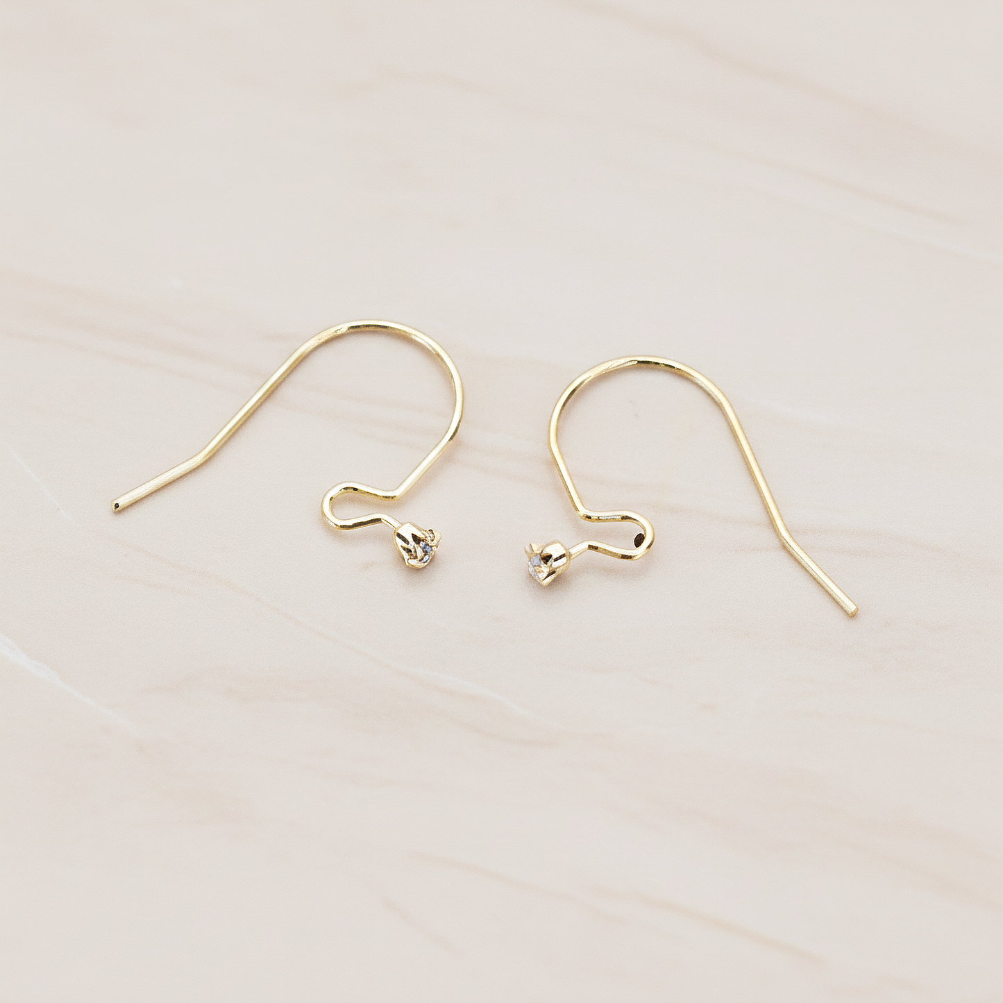 Clear Crystal Cubic Zirconia Setting Simple Ear Wire, 10 Pc - Glossy Gold (ER.010)
