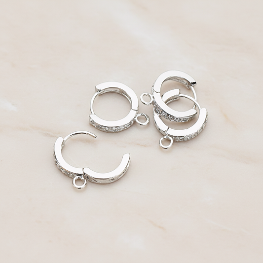 Clear Crystal Cubic Zirconia One-Touch Round Leverback Hoop Ear Post, 2 Pc (ER.022)