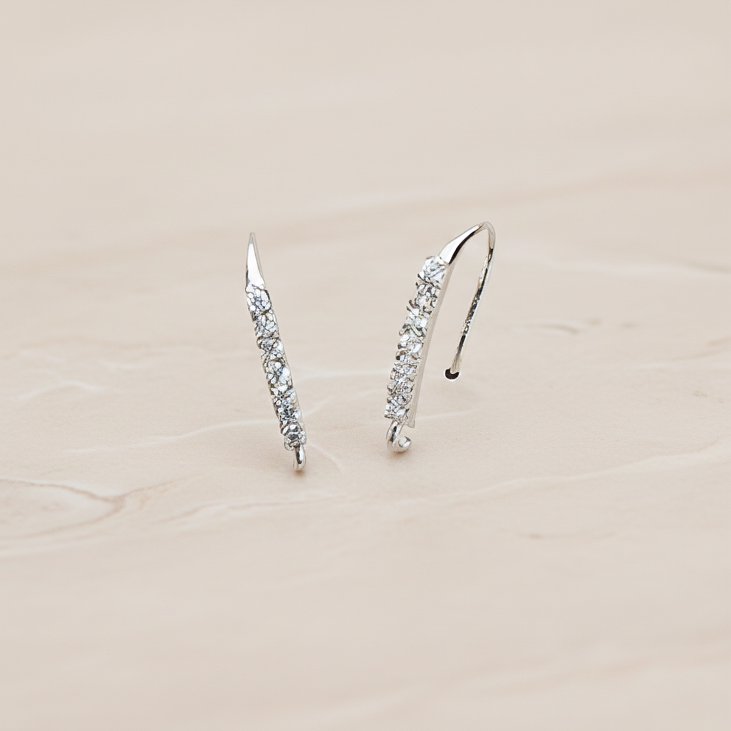 Clear Crystal Cubic Zirconia Setting Ear Wire, 2 Pc (ER.023)