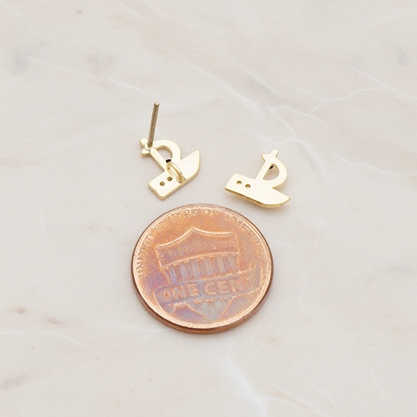 Mini Sailing Boat Ear Post, 2 Pc - detail view 1 (ER.027)