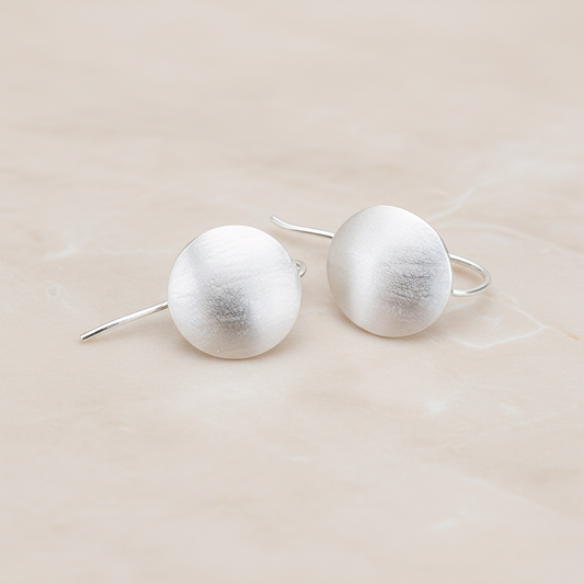 Simple Brushed Button Round Earwire, 2 Pc (ER.051)