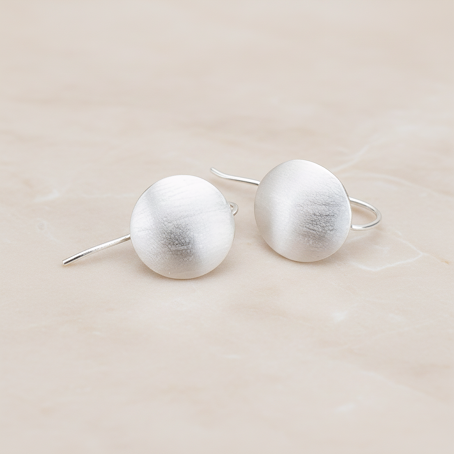 Simple Brushed Button Round Earwire, 2 Pc (ER.051)