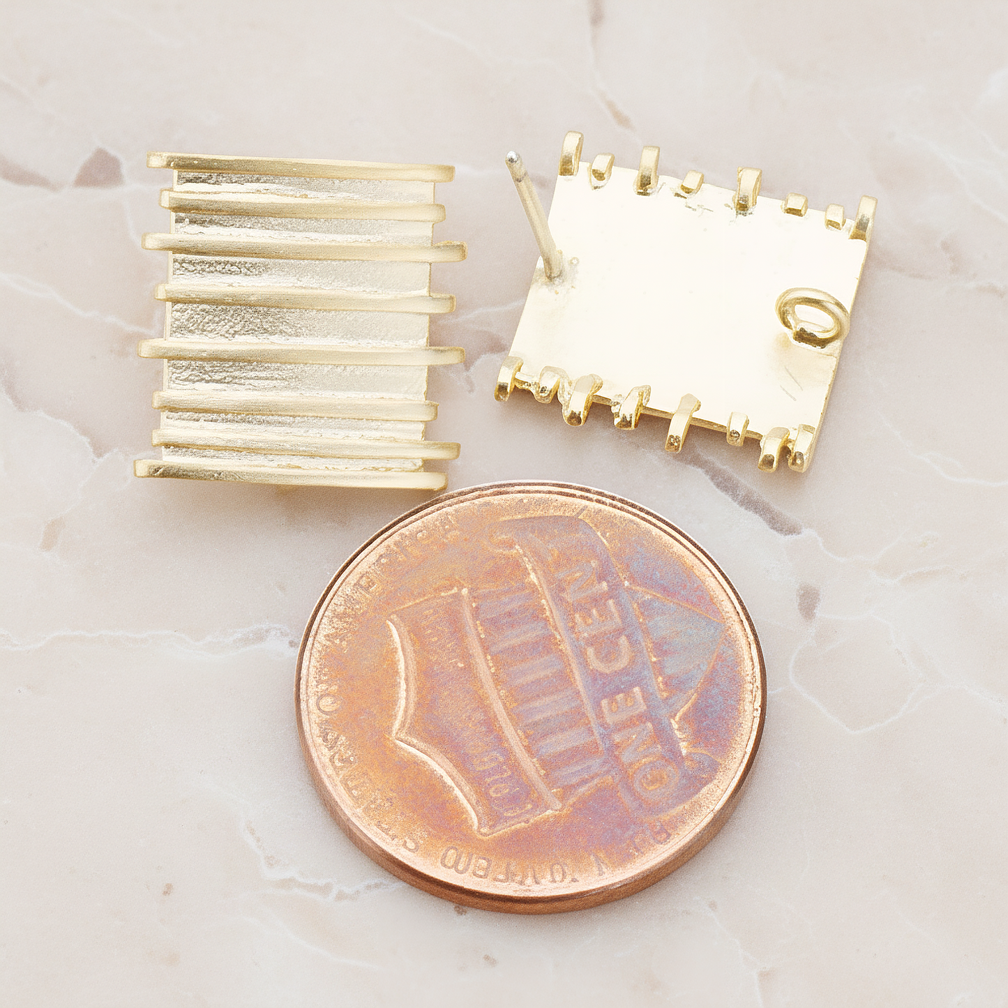 Shield Rectangle Ear Post, 2 Pc (ER.075)