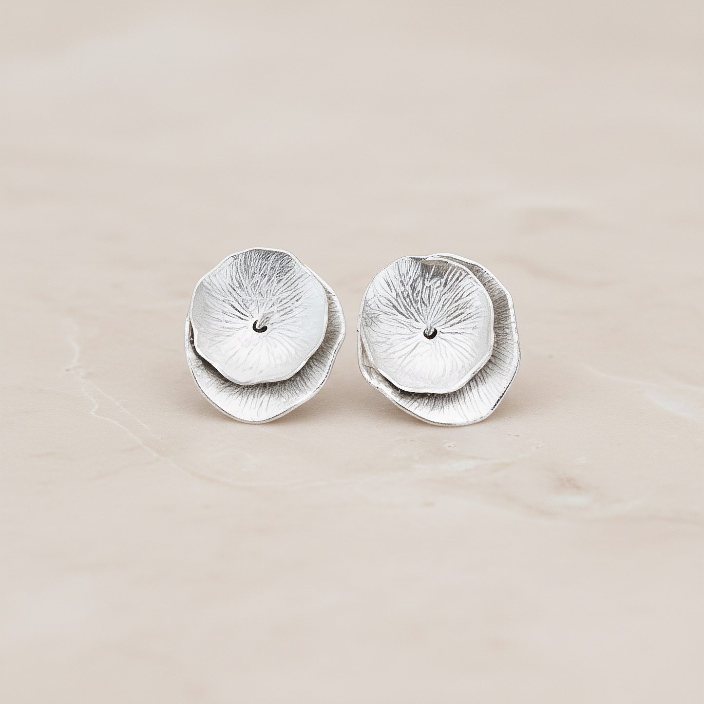 Double Layer Lotus Flower Ear Post, 2 Pc (ER.088)