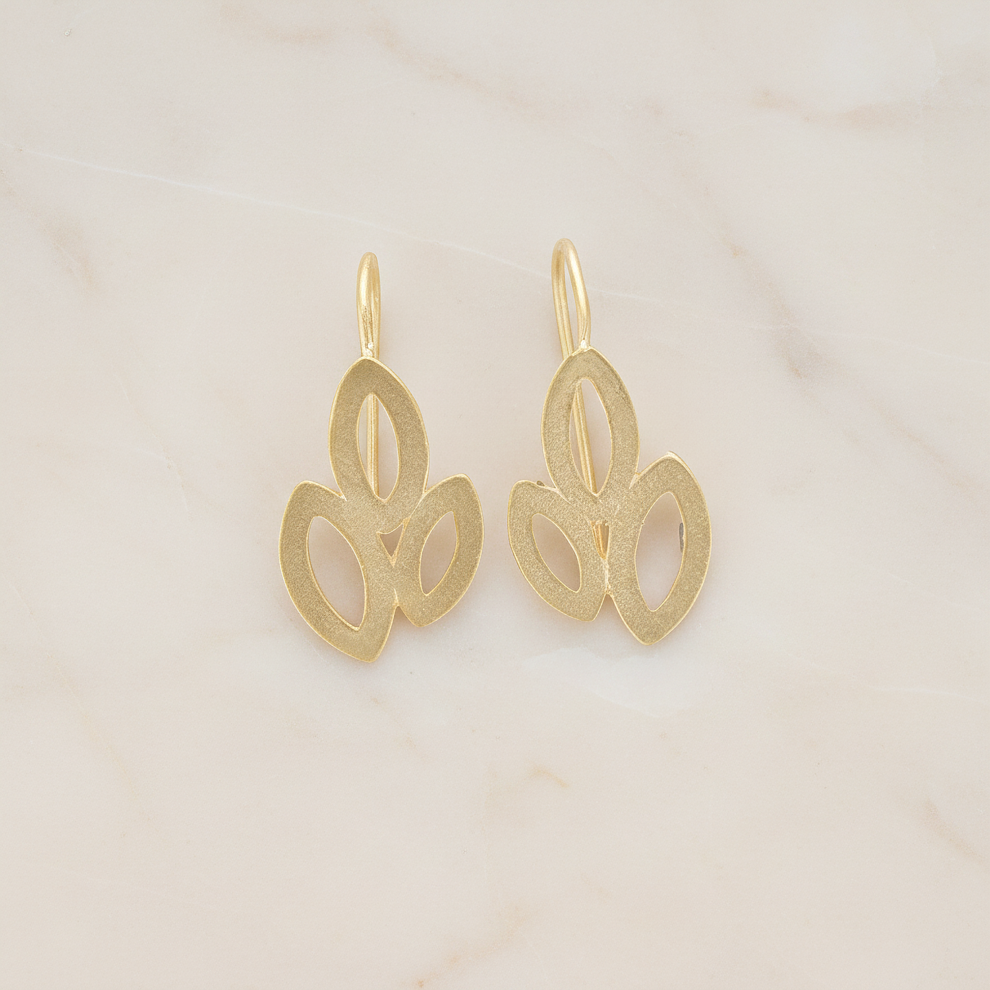Triple Leaves Earwire, 2 Pc - Matte Gold (ER.091)