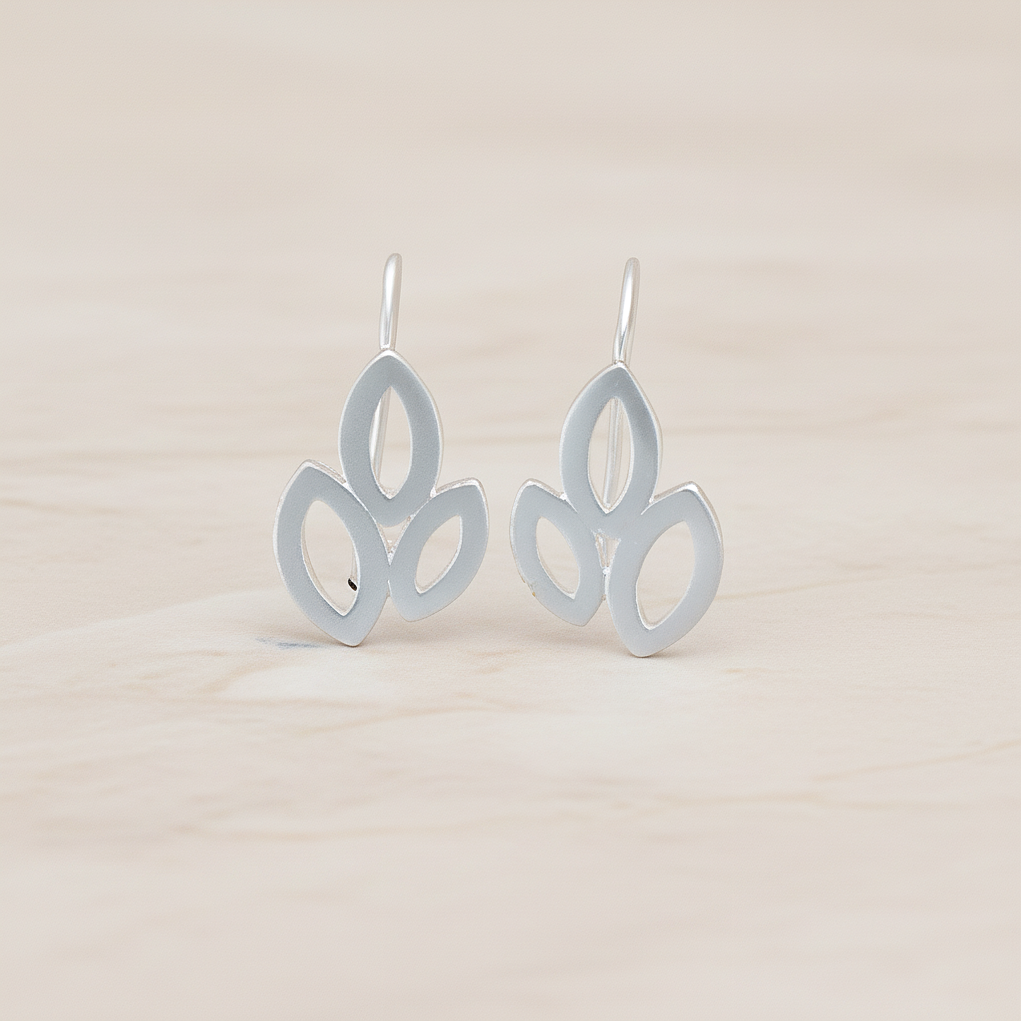 Triple Leaves Earwire, 2 Pc - Matte Original Rhodium (ER.091)