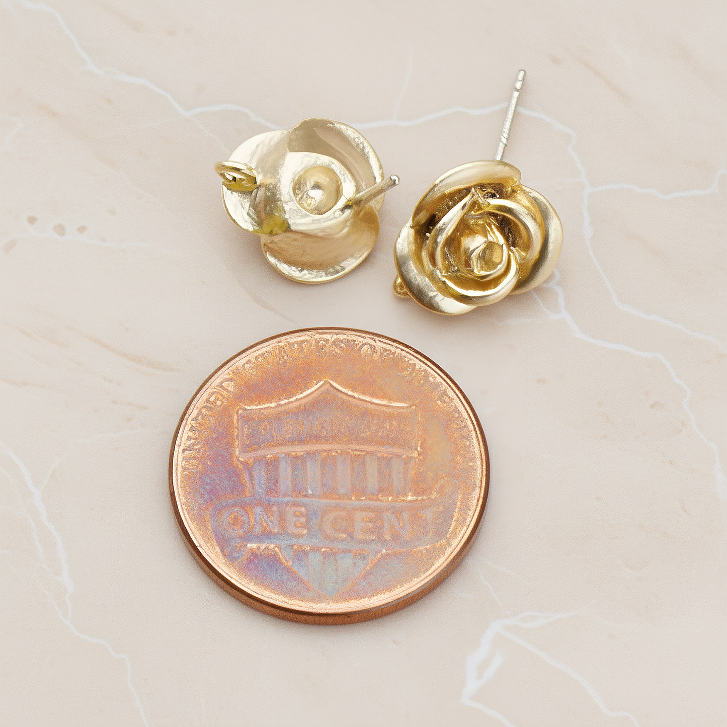 3D Rose Flower Ear Post, 2 Pc (ER.144)