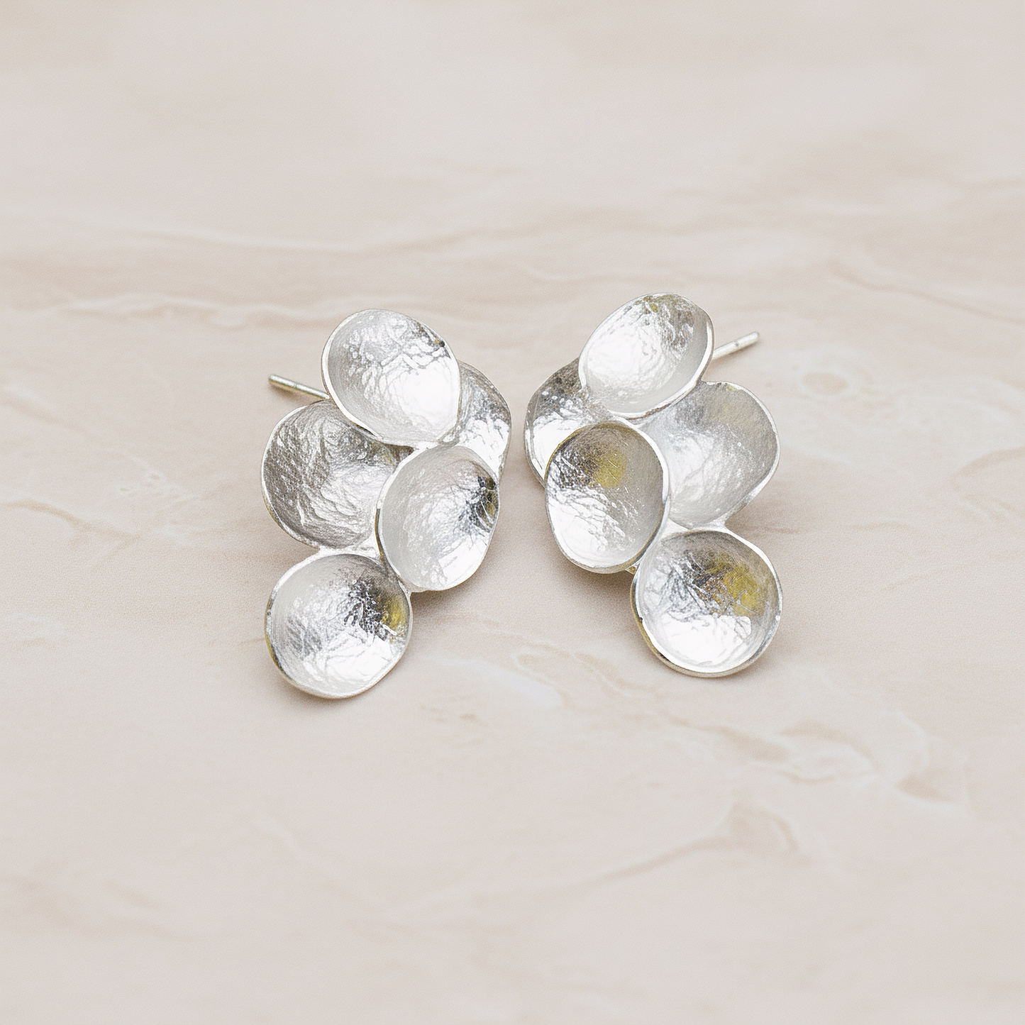 Single Round Textured Circle Ear Post, 2 Pc (ER.176-02)