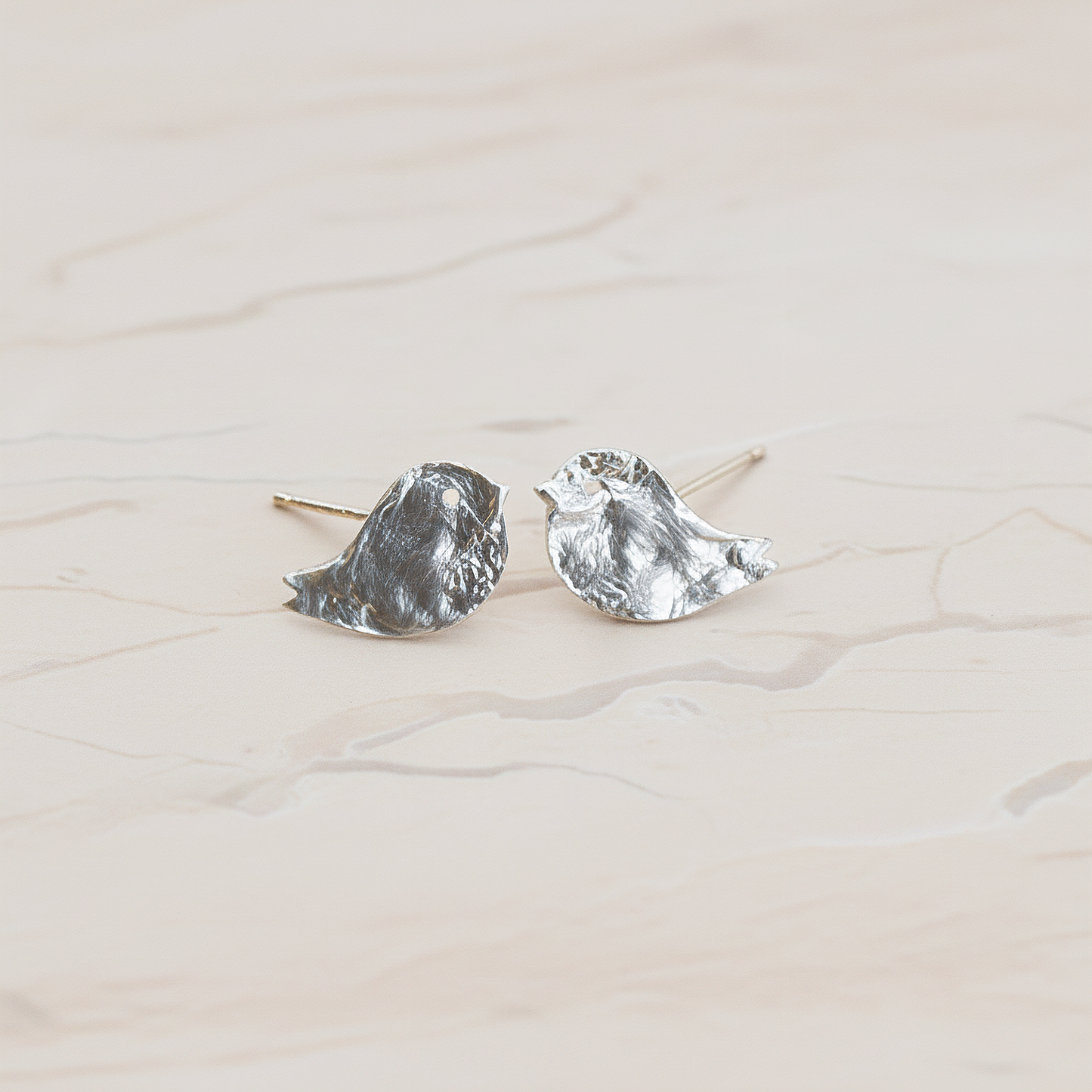 Textured Sparrow Bird Ear Post, 2 Pc (ER.232)