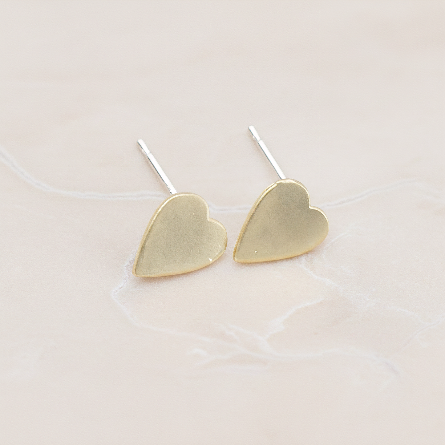 Plain Simple Heart Ear Post, 2 Pc - Matte Gold (ER.261)