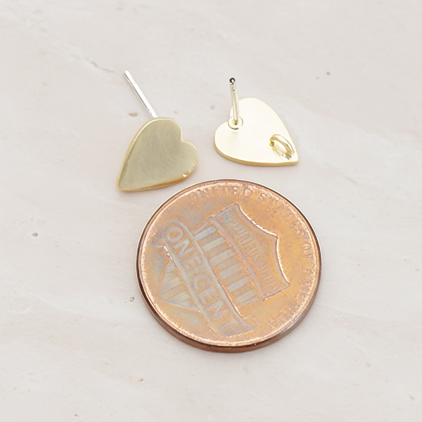 Plain Simple Heart Ear Post, 2 Pc - detail view 1 (ER.261)