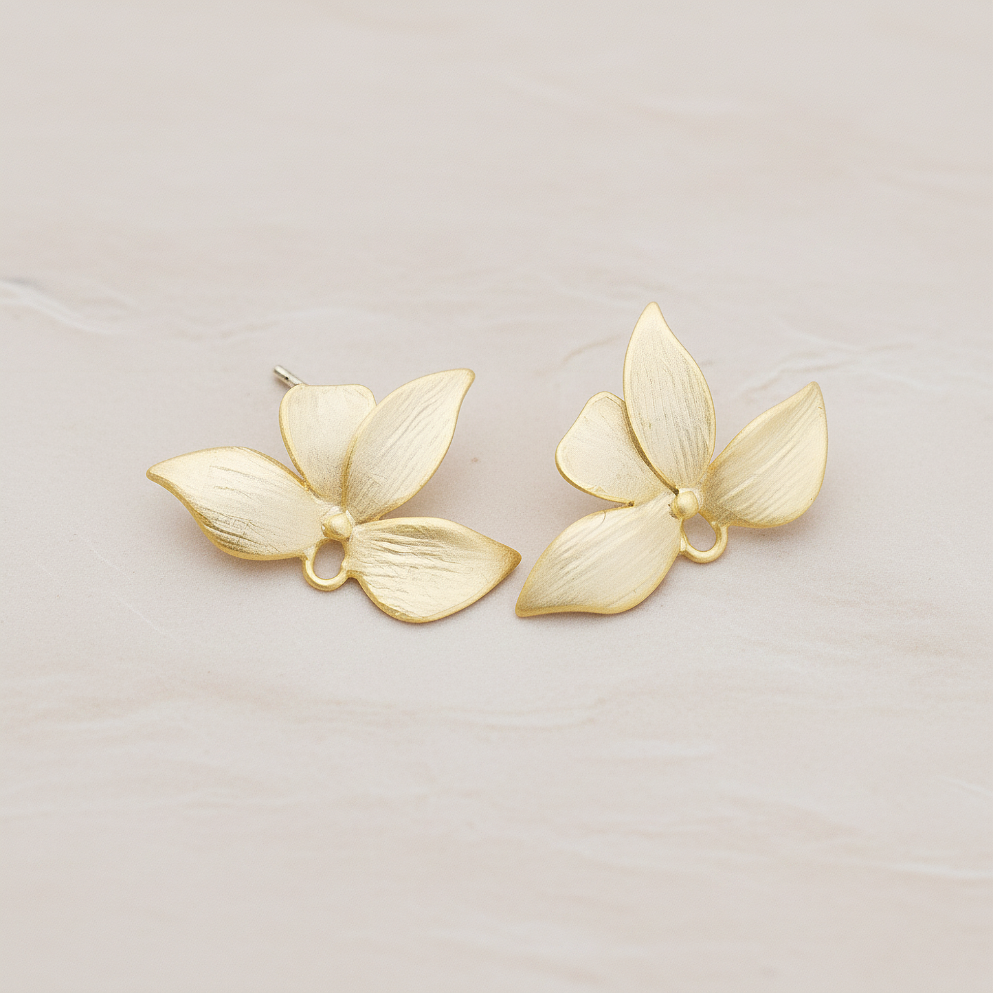 Brushed Four Petals Half Flower Ear Post, 2 Pc (ER.264)