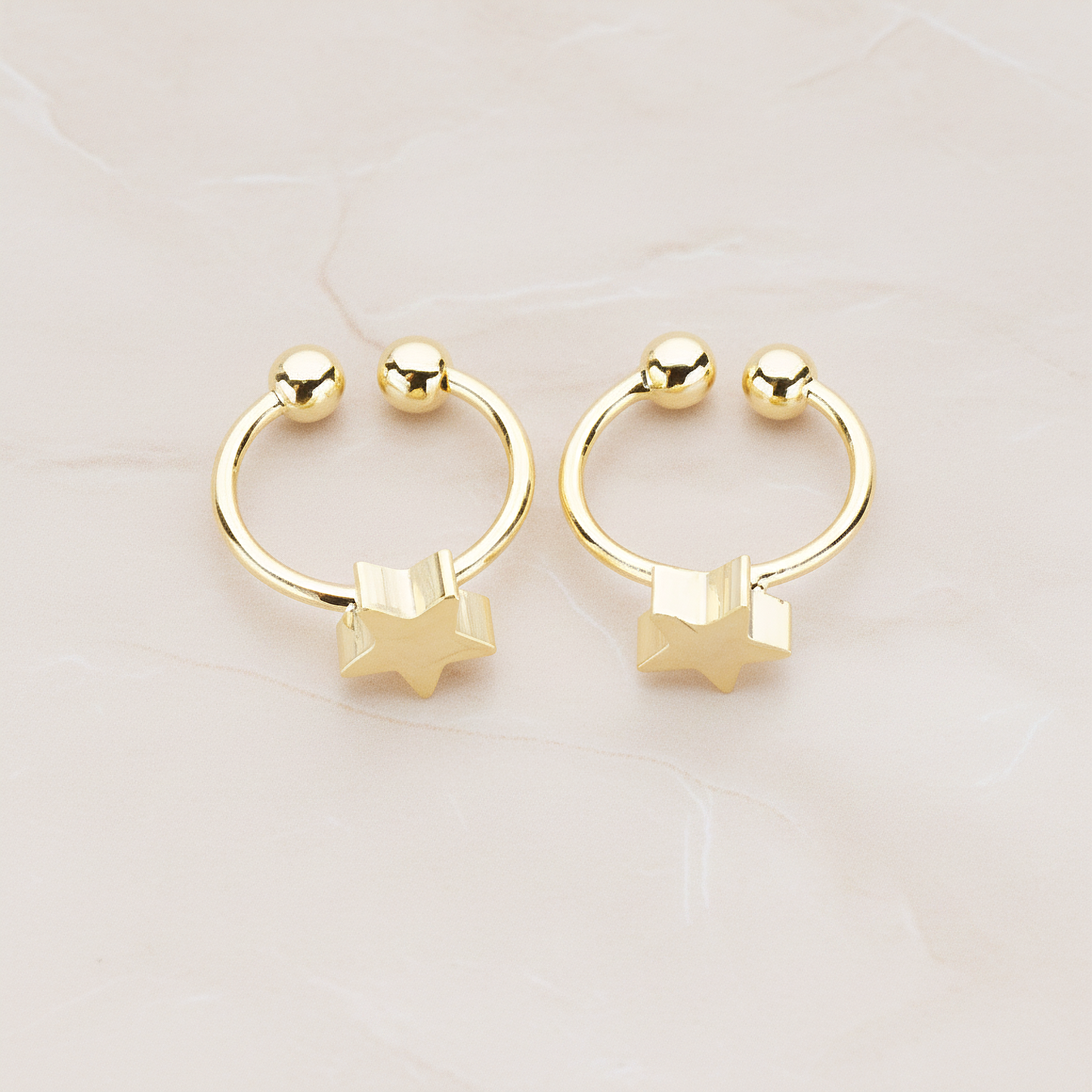 Mini Star Ear Cuff, 2 Pc - Glossy Gold (ER.281)