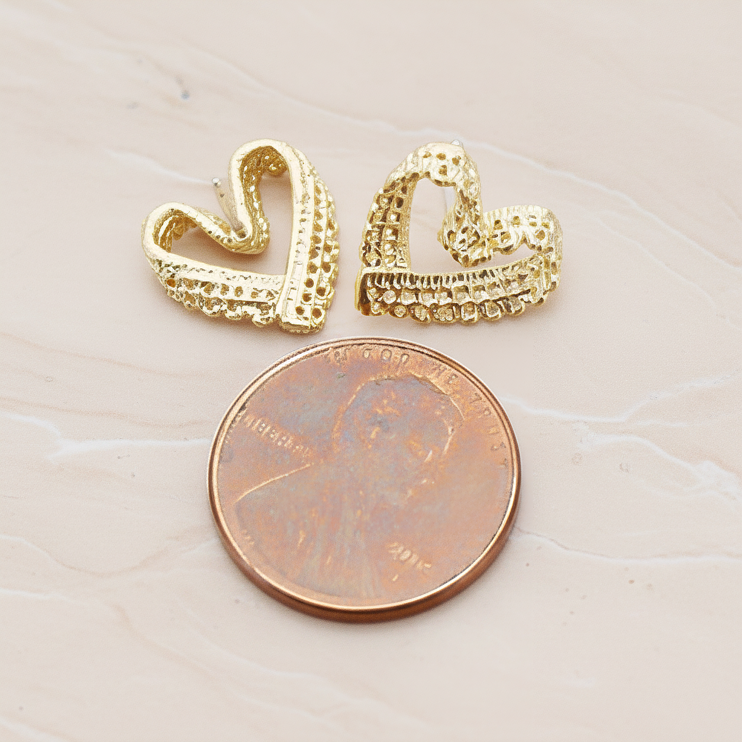 Lace Heart Ear Post, 2 Pc - detail view 1 (ER.284)