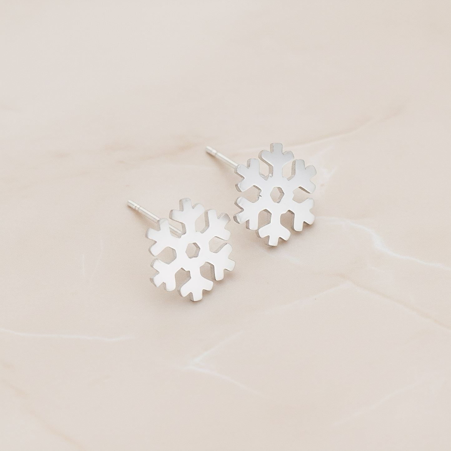 Round Snowflake Ear Post, 2 Pc - Matte Original Rhodium (ER.295)