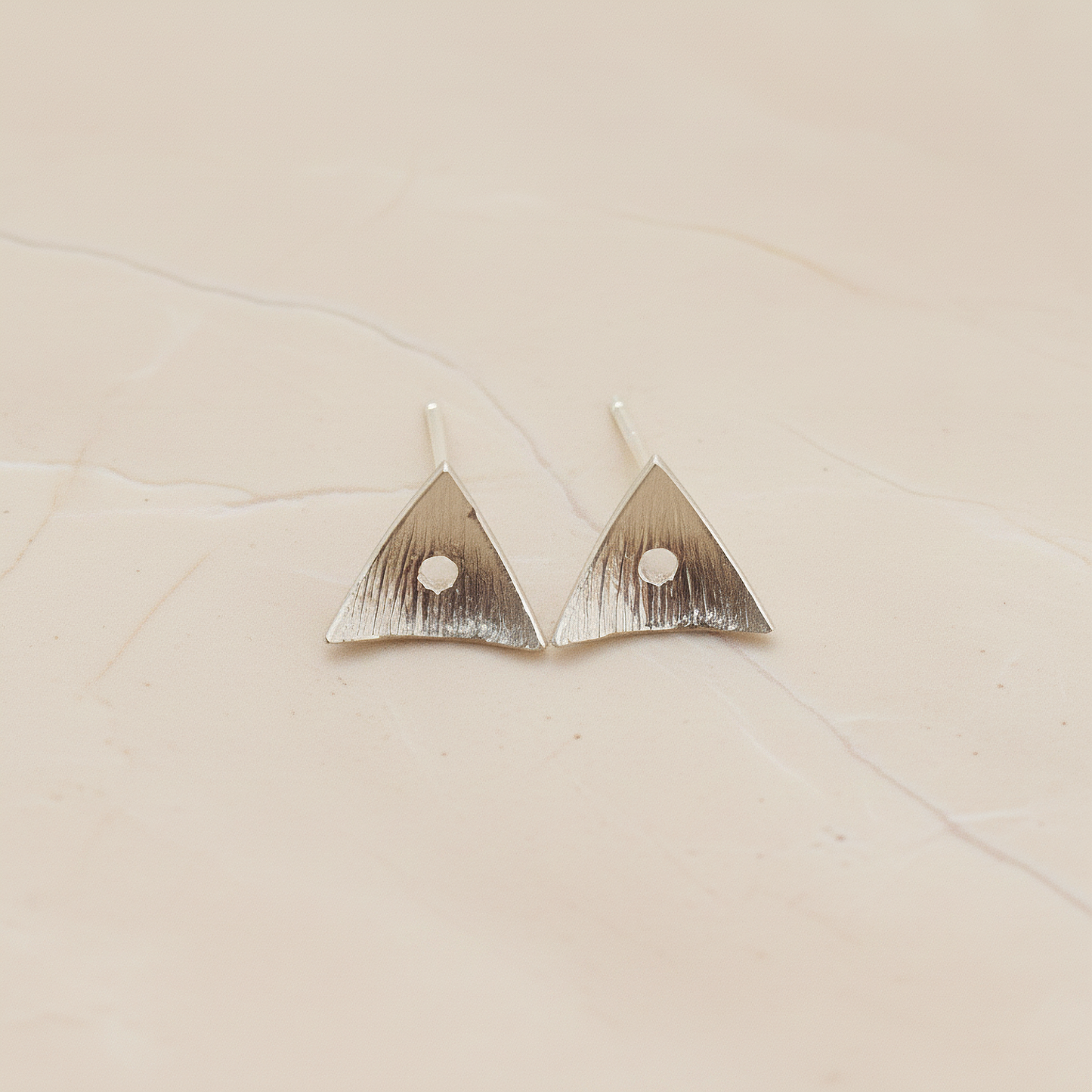 Brushed Texture Triangle Ear Post, 2 Pc - Matte Original Rhodium (ER.307)