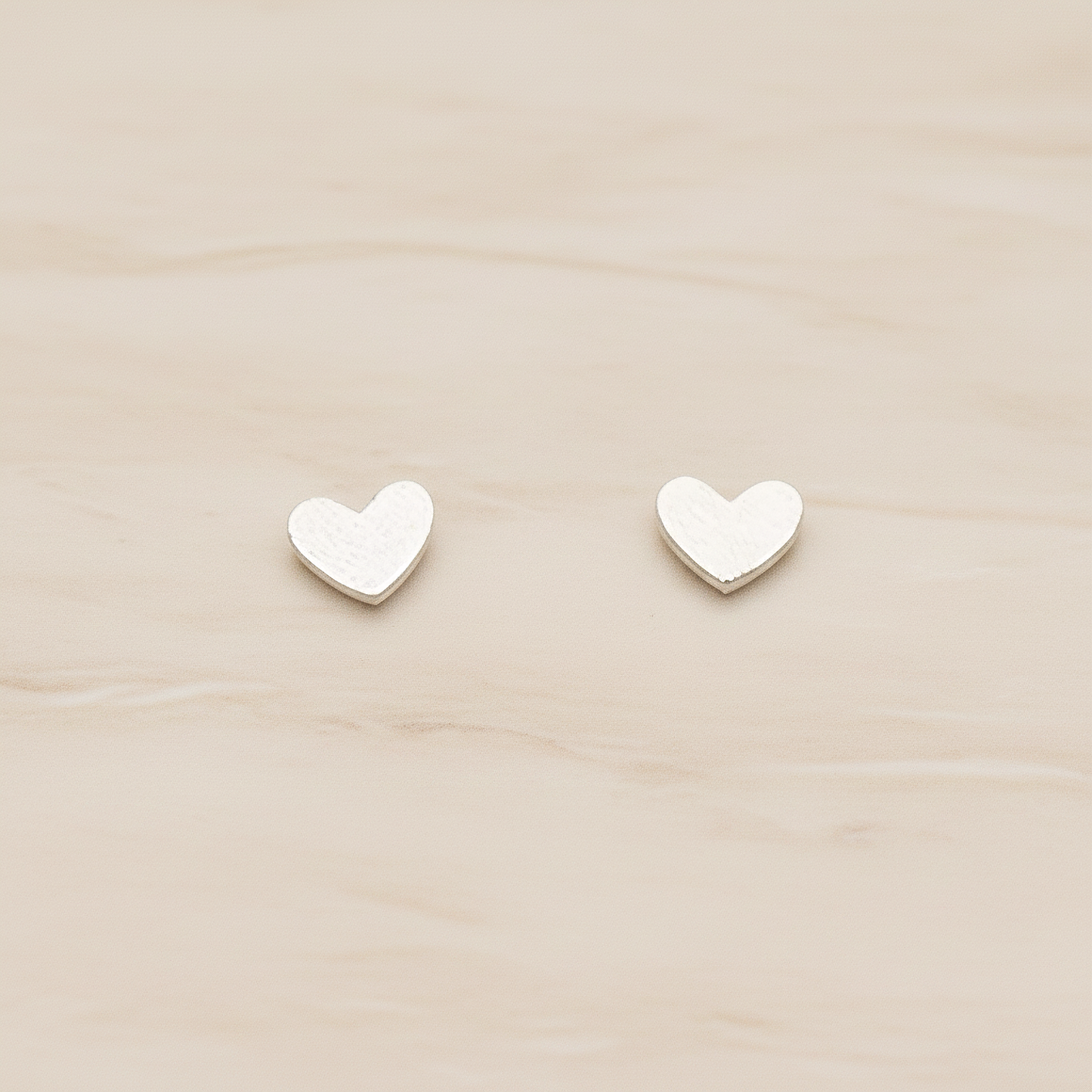 Simple Satin Brushed Geometric Mini Heart Earpost, 2 Pc (ER.351)