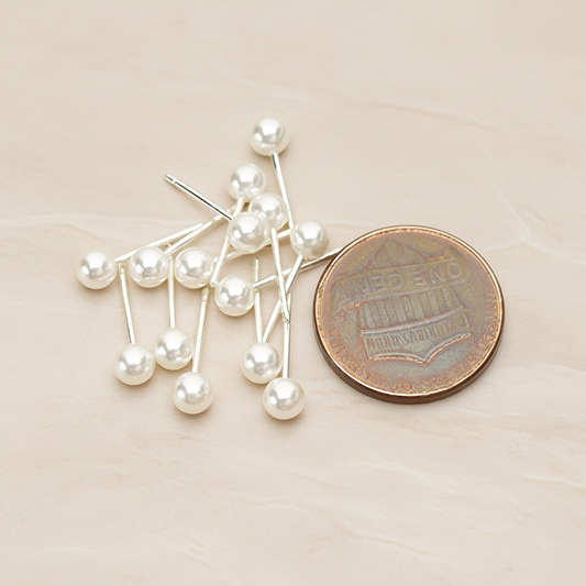Simple 4mm Imitation Pearl Ear Post, 2 Pc (ER.353-01)